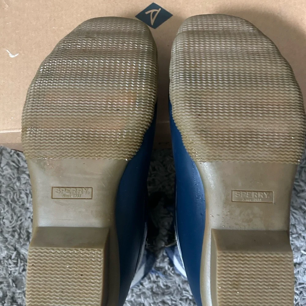 Sperry Saltwater Check Navy Boots - Picture 2 of 6